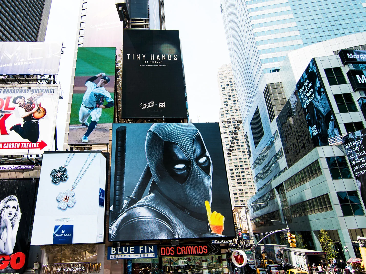 Deadpool outdoor poster — over-the-shoulder pose
