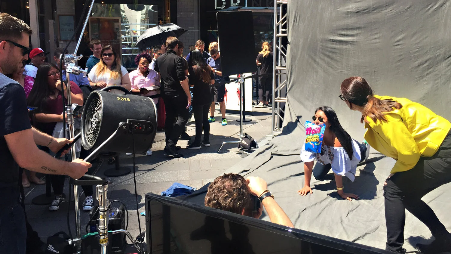 Times Square activation — billboard crowd